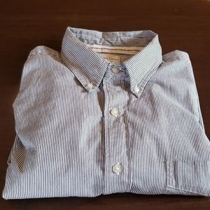 Red Camel Men's Long Sleeve Pinstripe Shirt Gray/White LG